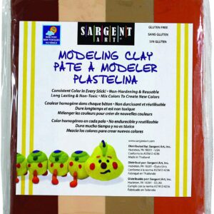 A photo of the Sargent Art Modeling Clay in its packaging. This clay set contains four skin-tone shades of clay.