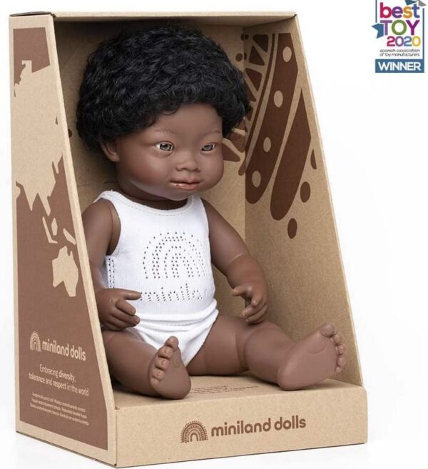 african american ethnic doll with down syndrome in box