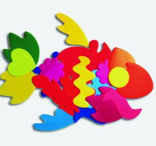 An example of a craft made using Paper Popz shapes. This craft shows the various Paper Popz shapes arranged into the shape of a fish.