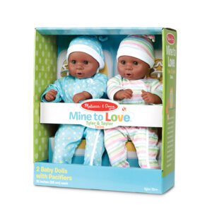 Two baby dolls in a box