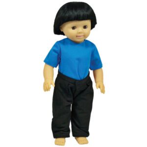 A toy doll with shirt and pants
