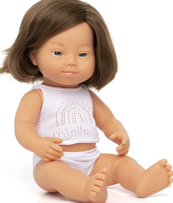 caucasian girl ethnic doll with down syndrome