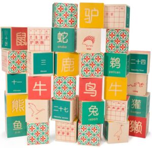 Blocks with East Asian and animal prints