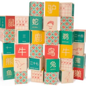 Blocks with East Asian and animal prints