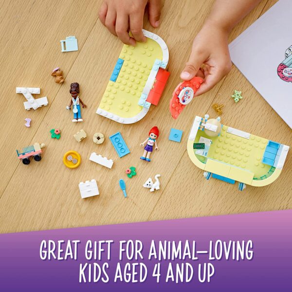 A disassembled Lego Friends Pet Clinic
