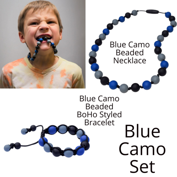 Blue Camo Necklace and Bracelet