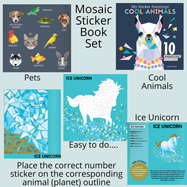 Mosaic Animal Sticker Book Bundle