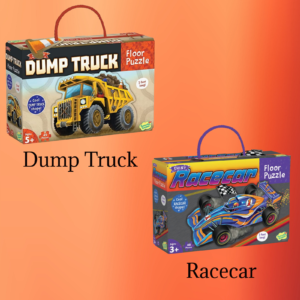 Mindware Auto Floor Puzzle Bundle Featuring Dump Truck and Racecar