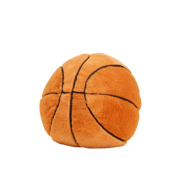 A plush basketball sensory toy facing forward