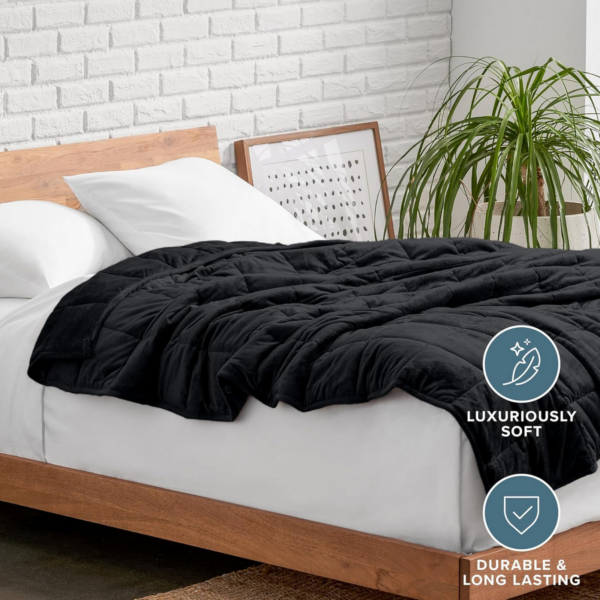 Barehome black minky blanket