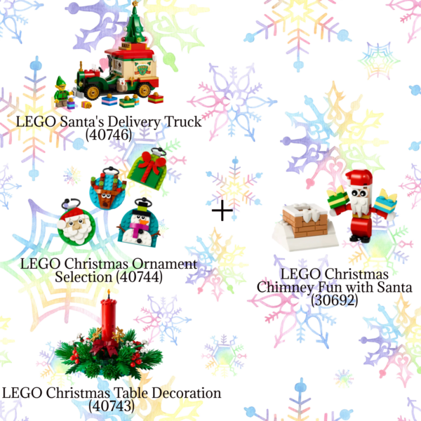 LEGO Christmas Bundle featuring 40746, 40744, 40743, 30692