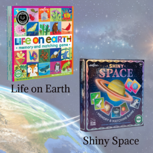 Earth to Space Matching Game Bundle Featuring eeboo Life on Earth Memory & Matching Game MGLOE3 and Shiny Space Memory & Matching Game MGSSP