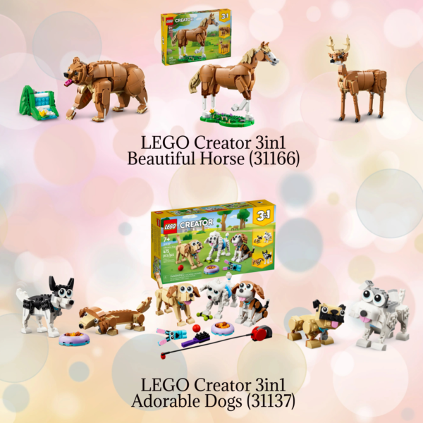LEGO Animals Bundle featuing 3in1 Beautiful Horse (31166) and 3in1 Adorable Dogs (31137)