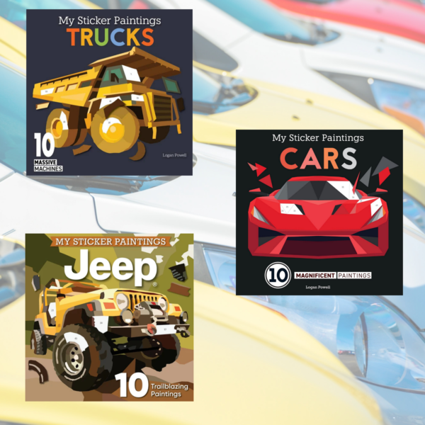 Mosaic Sticker Book Bundle Auto Featuring Trucks, Cars, and Jeep