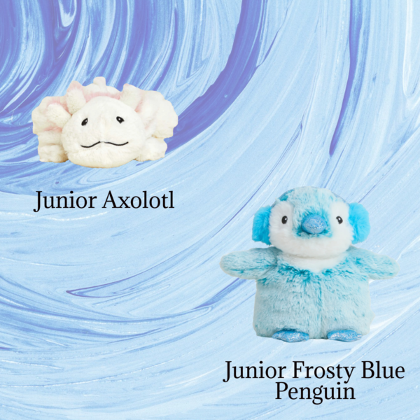 Warmies Junior Bundle Featuring Junior Axolotl and Junior Frosty Blue Penguin