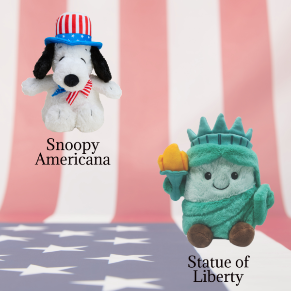 Warmies Americana Bundle Featuring Snoopy Americana and Statue of Liberty Plushes