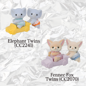 Calico Critters Twin Bundle Featuring Elephant Twins CC2241 and Fennec Fox Twins CC2070