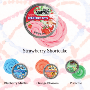 Crazy Aarons Strawberry Shortcake Bundle Featuring Scentsory Putty Strawberry Shortcake, Blueberry Muffin, Orange Blossom, Pistachio