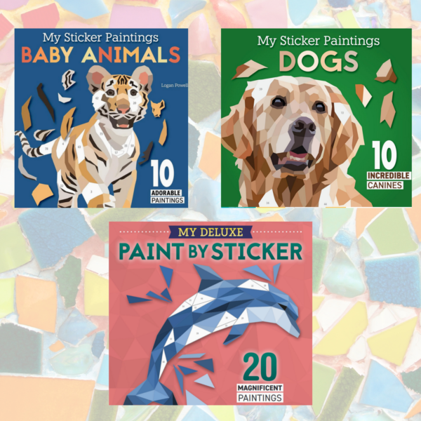 Mosaic Sticker Book Bundle Animals Featuring Dogs, Baby Animals, and Dolphins