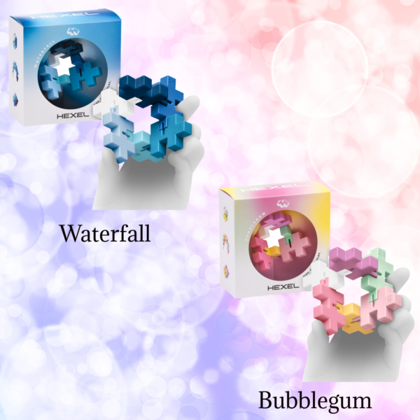 Plus Plus Hexel Sweet Waves Bundle Featuring Waterfall and Bubblegum