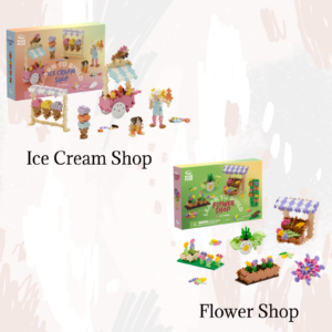 Plus Plus Learn to Build Shop Bundle Featuring Flower Shop and Ice Cream Shop