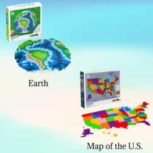 Plus Plus Puzzle by Numbers World Bundle Featuring Earth and United States Map