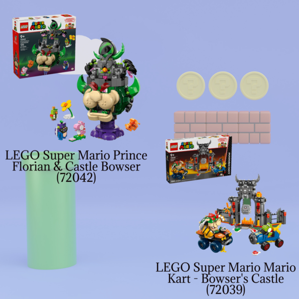 LEGO Mario Bundle Featuring Mario Kart Bowsers Castle 72039, Prince Florian and Castle Bowser 72042
