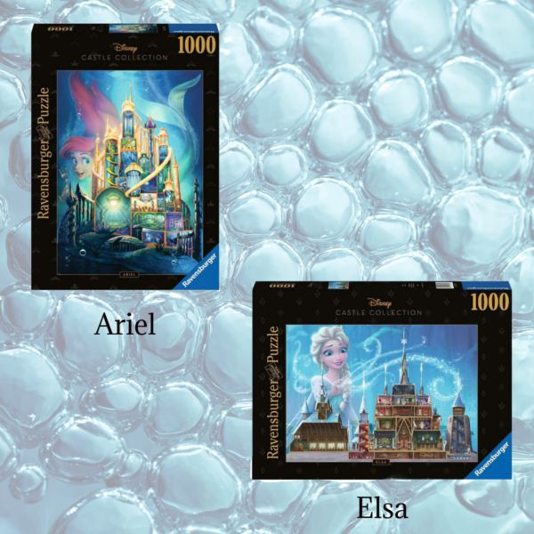 Ravensburg Puzzle Disney Castle Bundle Featuring Ariel and Elsa 1000 Piece Puzzles