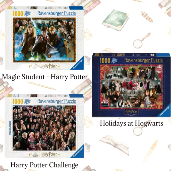 Ravensburg Puzzle Harry Potter Bundle Featuring Magic Student Harry Potter, Holidays at Hogwarts, and Harry Potter Challenge 1000 Piece Puzzles