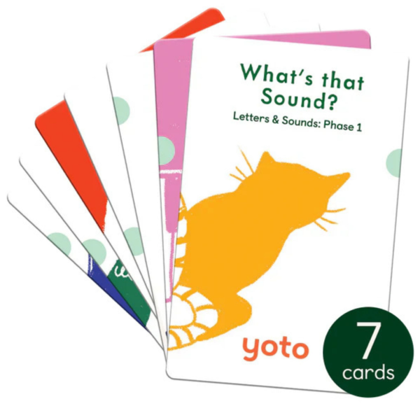 YOTO Phonics Letters and Sounds Phase 1 Audio Cards Featuring Body Beats, Make That Sound, Make That Word, Rhythm and Rhyme, Tongue Testers, What's That Instrument?, What's That Sound?