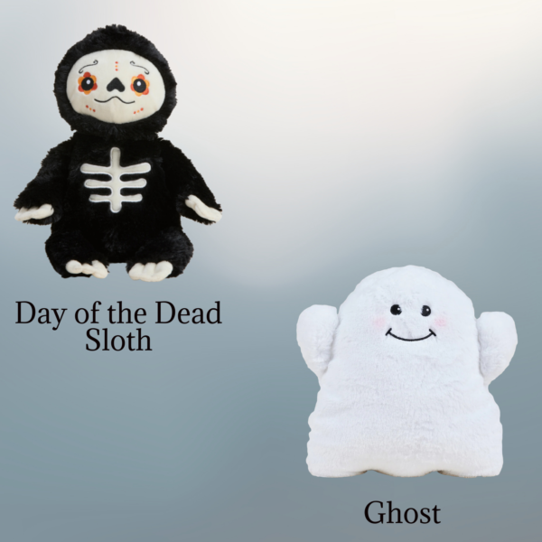 Warmies Friendly Spirits Bundle Featuring Day of the Dead Sloth and Ghost Plushes
