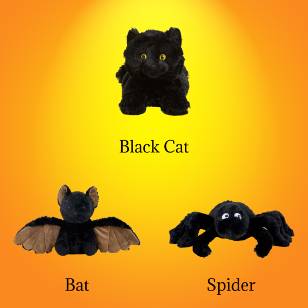 Warmies Halloween Trio Bundle Featuring Black Cat, Bat, Spider Plushes