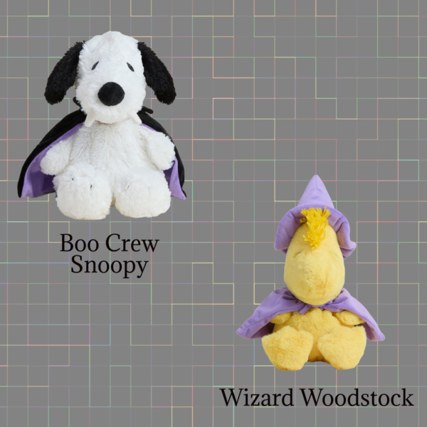 Warmies Peanuts Spooky Bundle Featuring Boo Crew Snoopy and Wizard Woodstock Plushes