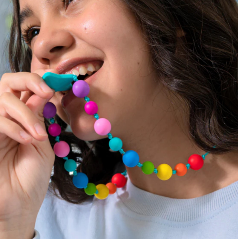 Starlight Rainbow Chewerly necklace in use